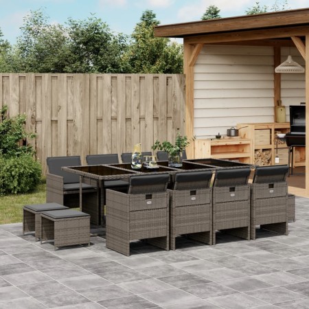 Set comedor de jardín con cojines 13 pzas ratán sintético gris de , Conjuntos de jardín - Ref: Foro24-3210620, Precio: 761,28...