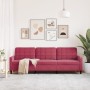 Sofá de 3 plazas de terciopelo rojo tinto 210 cm de , Sofás - Ref: Foro24-4007648, Precio: 315,12 €, Descuento: %