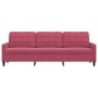 Sofá de 3 plazas de terciopelo rojo tinto 210 cm de , Sofás - Ref: Foro24-4007648, Precio: 315,12 €, Descuento: %