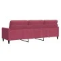 Sofá de 3 plazas de terciopelo rojo tinto 210 cm de , Sofás - Ref: Foro24-4007648, Precio: 306,61 €, Descuento: %