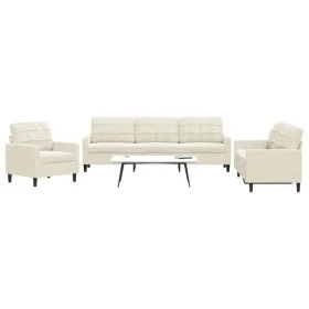 Juego de sofás con cojines 3 piezas terciopelo crema de , Sofás - Ref: Foro24-3278439, Precio: 707,60 €, Descuento: %