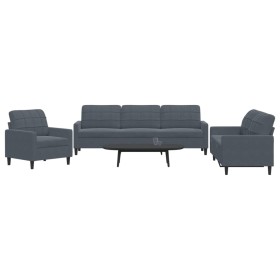 Juego de sofás con cojines 3 piezas terciopelo gris oscuro de , Sofás - Ref: Foro24-3278432, Precio: 573,43 €, Descuento: %