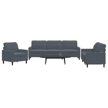 Juego de sofás con cojines 3 piezas terciopelo gris oscuro de , Sofás - Ref: Foro24-3278432, Precio: 603,06 €, Descuento: %