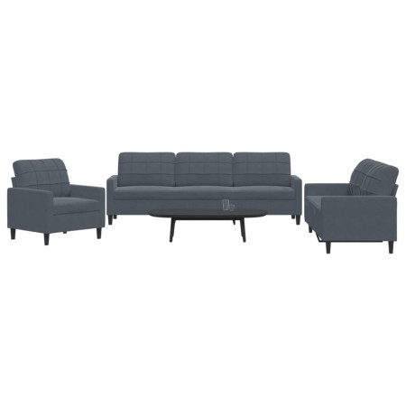 Juego de sofás con cojines 3 piezas terciopelo gris oscuro de , Sofás - Ref: Foro24-3278432, Precio: 573,43 €, Descuento: %