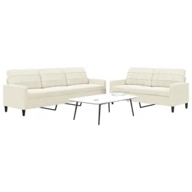 Juego de sofás con cojines 2 piezas terciopelo crema de , Sofás - Ref: Foro24-3278479, Precio: 551,52 €, Descuento: %