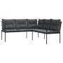 Sofá de jardín con cojines forma de L acero y textileno negro de , Sofás de exterior - Ref: Foro24-4008110, Precio: 344,64 €,...
