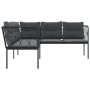 Sofá de jardín con cojines forma de L acero y textileno negro de , Sofás de exterior - Ref: Foro24-4008110, Precio: 344,64 €,...