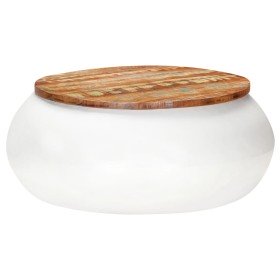 Mesa de centro madera maciza reciclada blanca 68x68x30 cm en Mesas de centro | Comprar online en Foru.es