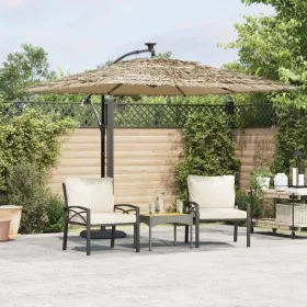 Garden umbrella with LED lights, brown steel pole, 269x269x235 cm. by , Umbrellas - Ref: Foro24-4005087, Price: 148,82 €, Dis...