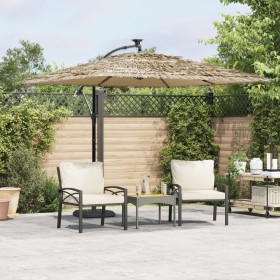 Sombrilla de jardín con LEDs poste acero marrón 269x269x235 cm de , Sombrillas - Ref: Foro24-4005087, Precio: 152,18 €, Descu...