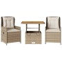 Sillas y mesita de jardín 3 piezas ratán sintético cojín beige de , Conjuntos de jardín - Ref: Foro24-3262774, Precio: 368,20...