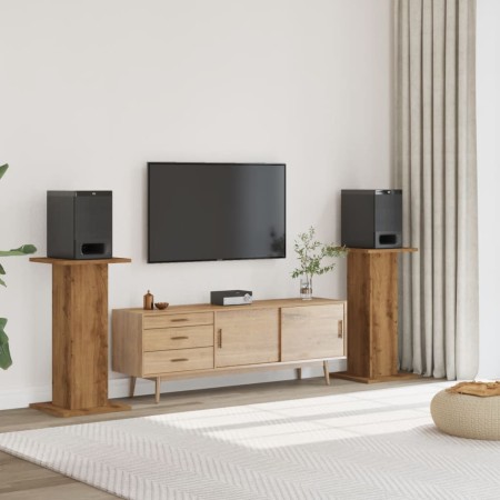 Soportes altavoces 2 uds madera roble artesano 30x30x80 cm de , Soportes para altavoces - Ref: Foro24-852671, Precio: 83,97 €...