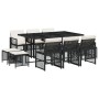 Set de comedor jardín 11 pzas con cojines ratán sintético negro de , Conjuntos de jardín - Ref: Foro24-3210786, Precio: 476,2...