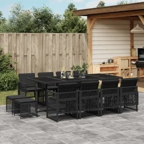 Set comedor de jardín con cojines 13 pzas ratán sintético negro de , Conjuntos de jardín - Ref: Foro24-3210799, Precio: 732,6...