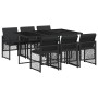 Set de comedor de jardín 7 pzas y cojines ratán sintético negro de , Conjuntos de jardín - Ref: Foro24-3210727, Precio: 382,3...