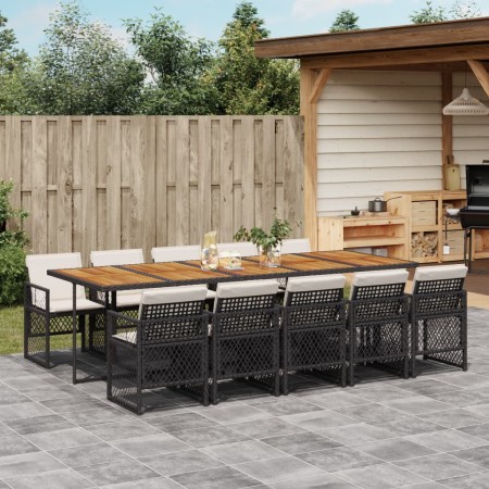 Set de comedor jardín 11 pzas con cojines ratán sintético negro de , Conjuntos de jardín - Ref: Foro24-3210759, Precio: 895,6...