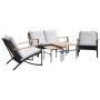 Juego de muebles de jardín con cojines 5 piezas acero negro de , Conjuntos de jardín - Ref: Foro24-3283638, Precio: 571,51 €,...