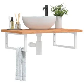 Estante de lavabo de pared de acero y madera maciza de haya de , Tocadores de baño - Ref: Foro24-3302448, Precio: 96,40 €, De...