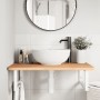 Estante de lavabo de pared de acero y madera maciza de haya de , Tocadores de baño - Ref: Foro24-3302448, Precio: 105,45 €, D...