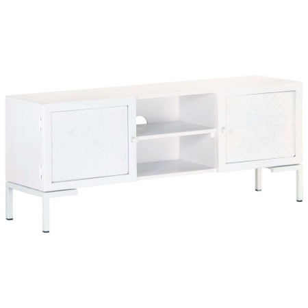 Mueble para TV de madera maciza de mango blanco 115x30x46 cm en Muebles TV | Comprar online en Foru.es