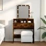 Tocador con luces LED color roble ahumado 80x41x144,5 cm de , Tocadores para dormitorios - Ref: Foro24-848182, Precio: 112,89...