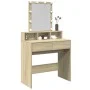 Dresser with LED lights in Sonoma oak color, 80x41x144.5 cm by , Bedroom Dressers - Ref: Foro24-848180, Price: 118,73 €, Disc...