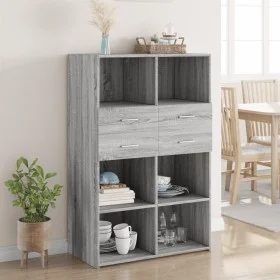 Aparador de madera de ingeniería gris Sonoma 80x42,5x124 cm de , Aparadores - Ref: Foro24-3281390, Precio: 133,98 €, Descuent...