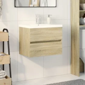 Set de mueble de baño 2 piezas cerámica y madera de ingeniería de , Muebles de baño - Ref: Foro24-3307662, Precio: 183,74 €, ...