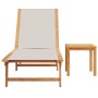 Tumbona con mesa madera maciza de acacia y textileno gris de , Tumbonas - Ref: Foro24-4008417, Precio: 195,32 €, Descuento: %