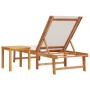 Tumbona con mesa madera maciza de acacia y textileno gris de , Tumbonas - Ref: Foro24-4008417, Precio: 195,32 €, Descuento: %