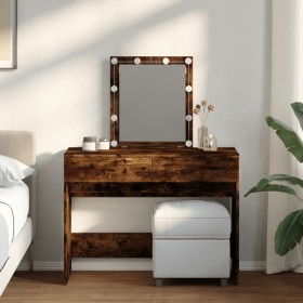 Tocador con luces LED color roble ahumado 100x40x130 cm de , Tocadores para dormitorios - Ref: Foro24-848196, Precio: 117,38 ...