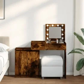 Dresser with smoked oak LED lights 115x37x110.5 cm by , Bedroom Dressers - Ref: Foro24-848231, Price: 116,75 €, Discount: %