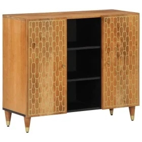 Armario auxiliar madera maciza de mango 90x33x75 cm de , Almacenamiento para CD y DVD - Ref: Foro24-358312, Precio: 178,57 €,...