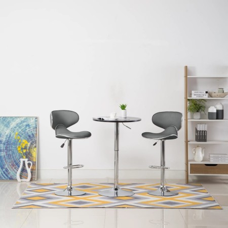 323648  Bar Stools 2 pcs Grey Faux Leather en Taburetes de cocina | Comprar online en Foru.es