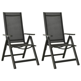 Sillas plegables de jardín 2 uds textileno aluminio negro de vidaXL, Sillas de jardín - Ref: Foro24-312188, Precio: 158,50 €,...