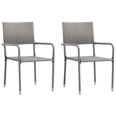 Sillas comedor de jardín apilables 2 uds ratán sintético gris de , Sillas de jardín - Ref: Foro24-318719, Precio: 65,91 €, De...