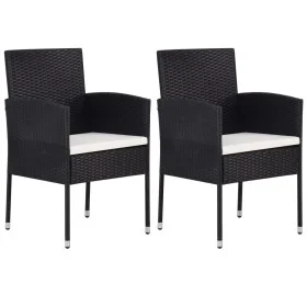 Sillas de jardín con cojines crema 2 uds ratán sintético negro de , Sillas de jardín - Ref: Foro24-318704, Precio: 101,08 €, ...
