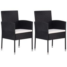 Sillas de jardín con cojines crema 2 uds ratán sintético negro de , Sillas de jardín - Ref: Foro24-318704, Precio: 84,16 €, D...