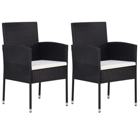 Sillas de jardín con cojines crema 2 uds ratán sintético negro de , Sillas de jardín - Ref: Foro24-318704, Precio: 84,16 €, D...
