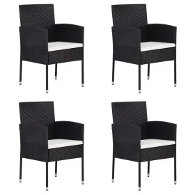 Sillas de jardín con cojines crema 4 uds ratán sintético negro de , Sillas de jardín - Ref: Foro24-318727, Precio: 183,75 €, ...