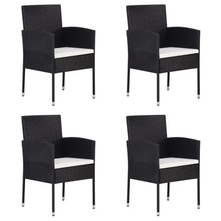Sillas de jardín con cojines crema 4 uds ratán sintético negro de , Sillas de jardín - Ref: Foro24-318727, Precio: 183,75 €, ...