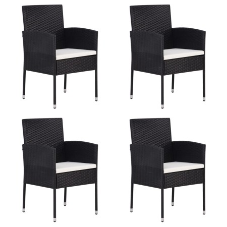 Sillas de jardín con cojines crema 4 uds ratán sintético negro de , Sillas de jardín - Ref: Foro24-318727, Precio: 148,68 €, ...