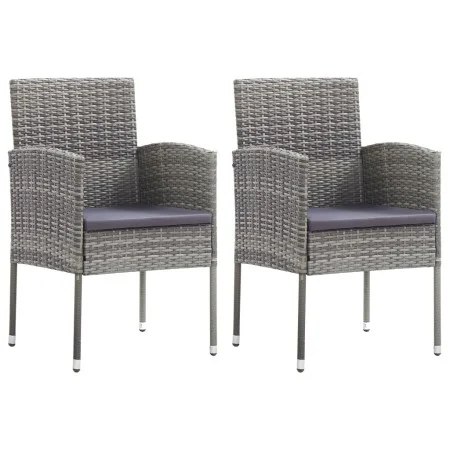 Sillas de jardín con cojines grises 2 uds ratán sintético gris de , Sillas de jardín - Ref: Foro24-318725, Precio: 103,41 €, ...