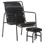 Silla de relax reposabrazos y reposapiés cuero auténtico negro en Sillones | Comprar online en Foru.es