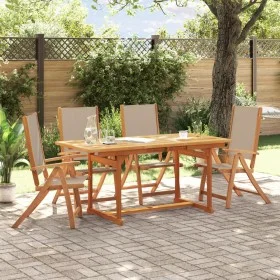 Juego comedor de jardín 5 pzas madera maciza acacia y textileno de , Conjuntos de jardín - Ref: Foro24-3279324, Precio: 538,5...