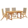 Juego comedor de jardín 5 pzas madera maciza acacia y textileno de , Conjuntos de jardín - Ref: Foro24-3279324, Precio: 552,1...
