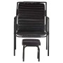 Silla de relax reposabrazos y reposapiés cuero auténtico negro en Sillones | Comprar online en Foru.es