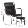 Silla de relax reposabrazos y reposapiés cuero auténtico negro en Sillones | Comprar online en Foru.es