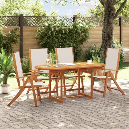 Juego comedor de jardín 5 pzas madera maciza acacia y textileno de , Conjuntos de jardín - Ref: Foro24-3279294, Precio: 545,0...