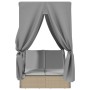 Tumbona doble con techo y cortinas ratán sintético beige de , Tumbonas - Ref: Foro24-368075, Precio: 345,89 €, Descuento: %